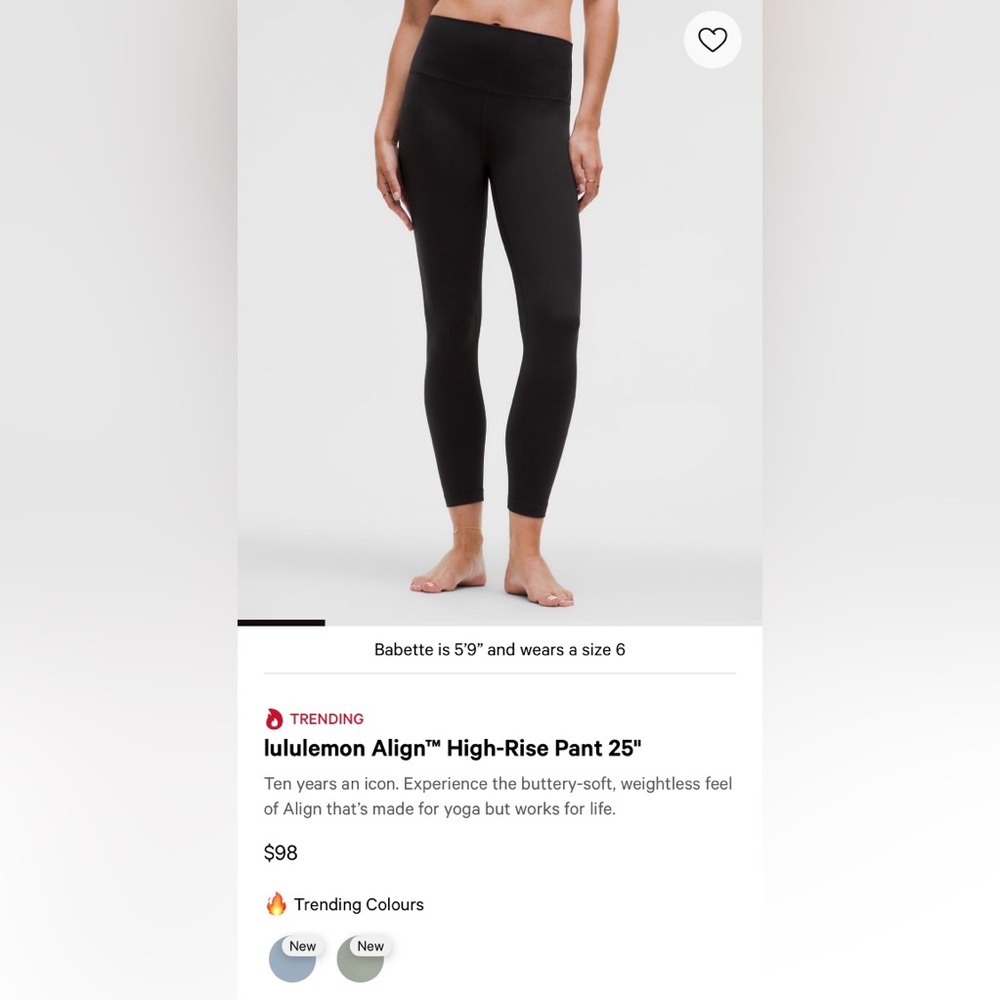 Women’s black Lululemon 25” align high rise leggings